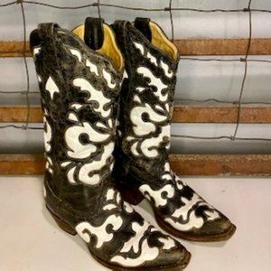 Black and White Corral Western Boots